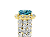 Yellow gold Cushion Cut Halo Pavé Diamond Engagement Ring with Split Shank and Four-Prong Setting_5