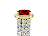 Yellow gold Cushion Cut Halo Pavé Diamond Engagement Ring with Split Shank and Four-Prong Setting_5