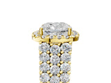 Yellow gold Cushion Cut Halo Pavé Diamond Engagement Ring with Split Shank and Four-Prong Setting_8