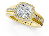 Yellow gold Cushion Cut Halo Pave Band Four-Prong Ring_58