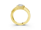 Yellow gold Cushion Cut Halo Pave Band Four-Prong Ring_60