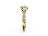 Yellow gold Cushion Cut Halo Pave Band Four-Prong Setting Ring_39