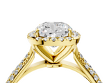 Yellow gold Cushion Cut Halo Pave Band Four-Prong Setting Ring_41