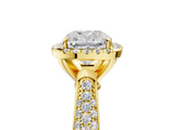 Yellow gold Cushion Cut Halo Pave Band Four-Prong Setting Ring_42