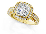 Yellow gold Cushion Cut Halo Pave Split Shank Prong Setting Ring_34