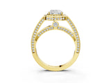 Yellow gold Cushion Cut Halo Pave Split Shank Prong Setting Ring_36