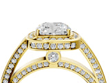 Yellow gold Cushion Cut Halo Pave Split Shank Prong Setting Ring_37