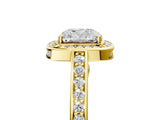 Yellow gold Cushion Cut Halo Pave Split Shank Prong Setting Ring_38