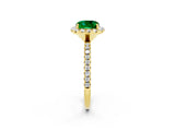 Yellow gold Cushion Cut Halo Round Diamond Pavé Band Four-Prong Ring_14