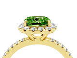 Yellow gold Cushion Cut Halo Round Diamond Pavé Band Four-Prong Ring_16