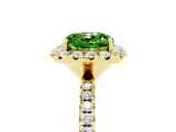 Yellow gold Cushion Cut Halo Round Diamond Pavé Band Four-Prong Ring_17