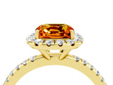 Yellow gold Cushion Cut Halo Round Diamond Pavé Band Four-Prong Ring_4