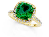 Yellow gold Cushion Cut Halo Round Diamond Pavé Band with Four-Prong Setting_1