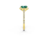 Yellow gold Cushion Cut Halo Round Diamond Pavé Band with Four-Prong Setting_2
