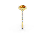 Yellow gold Cushion Cut Halo Round Diamond Pavé Band with Four-Prong Setting_2