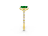 Yellow gold Cushion Cut Halo Round Diamond Pavé Band with Four-Prong Setting_2