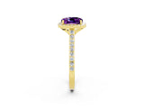 Yellow gold Cushion Cut Halo Round Diamond Pavé Band with Four-Prong Setting_2
