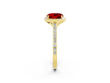 Yellow gold Cushion Cut Halo Round Diamond Pavé Band with Four-Prong Setting_2