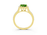 Yellow gold Cushion Cut Halo Round Diamond Pavé Band with Four-Prong Setting_3