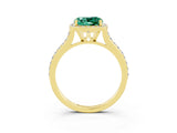 Yellow gold Cushion Cut Halo Round Diamond Pavé Band with Four-Prong Setting_3