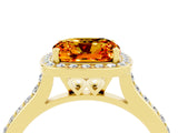 Yellow gold Cushion Cut Halo Round Diamond Pavé Band with Four-Prong Setting_4