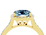 Yellow gold Cushion Cut Halo Round Diamond Pavé Band with Four-Prong Setting_4