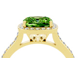 Yellow gold Cushion Cut Halo Round Diamond Pavé Band with Four-Prong Setting_4