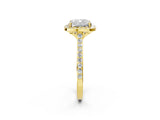Yellow gold Cushion Cut Halo Round Diamond Pavé Band with Four-Prong Setting_5