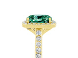 Yellow gold Cushion Cut Halo Round Diamond Pavé Band with Four-Prong Setting_5