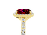 Yellow gold Cushion Cut Halo Round Diamond Pavé Band with Four-Prong Setting_5