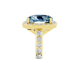 Yellow gold Cushion Cut Halo Round Diamond Pavé Band with Four-Prong Setting_5