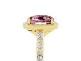 Yellow gold Cushion Cut Halo Round Diamond Pavé Band with Four-Prong Setting_5