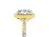 Yellow gold Cushion Cut Halo Round Diamond Pavé Band with Four-Prong Setting_5
