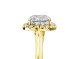 Yellow gold Cushion Cut Halo Round Diamond Solitaire Ring with Pavé Band and Four-Prong Setting_5