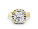 Yellow gold Cushion Cut Halo Solitaire Engagement Ring with Square Band and Four-Prong Setting_66
