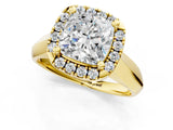 Yellow gold Cushion Cut Halo Solitaire Engagement Ring with Square Band and Four-Prong Setting_67