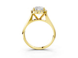 Yellow gold Cushion Cut Halo Solitaire Engagement Ring with Square Band and Four-Prong Setting_69