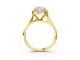Yellow gold Cushion Cut Halo Solitaire Engagement Ring with Square Band and Four-Prong Setting_93