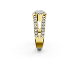 Yellow gold Cushion Cut Halo Split Shank Diamond Ring with Four-Prong Setting_66