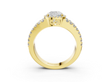 Yellow gold Cushion Cut Halo Split Shank Diamond Ring with Four-Prong Setting_67