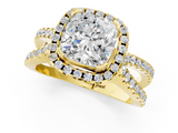 Yellow gold Cushion Cut Halo Split Shank Pave Set Ring_72