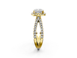 Yellow gold Cushion Cut Halo Split Shank Pave Set Ring_73