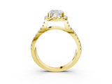 Yellow gold Cushion Cut Halo Split Shank Pave Set Ring_74