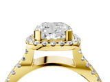 Yellow gold Cushion Cut Halo Split Shank Pave Set Ring_75