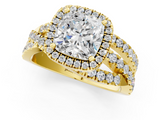 Yellow gold Cushion Cut Halo Split Shank Prong Setting Ring_75