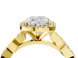 Yellow gold Cushion Cut Halo Twisted Band Four-Prong Ring_37
