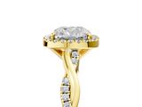 Yellow gold Cushion Cut Halo Twisted Band Four-Prong Ring_38