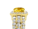 Yellow gold Cushion Cut Halo Yellow Sapphire Ring with Split Shank and Four-Prong Setting_29