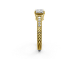 Yellow gold Cushion Cut Milgrain Channel Set Engagement Ring with Solitaire Prong Setting_62