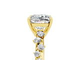 Yellow gold Cushion Cut Moissanite Cluster Side Stone Solitaire Ring with Prong Setting_29